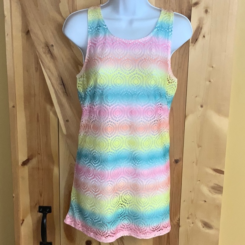 NWT Arizona Jean Co Striped Ombre of Summer Colors Tank Cover-up (Large)
